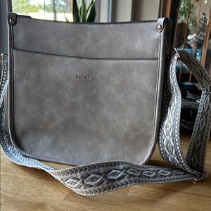 NWT HOBO Light Gray Crossbody Bag with Woven Strap